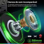 ILID Fone de Ouvido Gamer Bluetooth 5.2 com Microfone Removível,Conexão Dual(Sem Fio/Cabo 3.5mm),Alto-Falante 50mm,Surround 7.1,RGB,Bateria 1000mAh-Headset para PC/PS4/Escritório/TV(Preto) - Imagem 3
