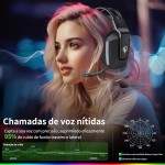 ILID Fone de Ouvido Gamer Bluetooth 5.2 com Microfone Removível,Conexão Dual(Sem Fio/Cabo 3.5mm),Alto-Falante 50mm,Surround 7.1,RGB,Bateria 1000mAh-Headset para PC/PS4/Escritório/TV(Preto) - Imagem 4