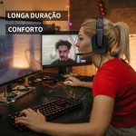 ILID Fone de Ouvido Gamer Bluetooth 5.2 com Microfone Removível,Conexão Dual(Sem Fio/Cabo 3.5mm),Alto-Falante 50mm,Surround 7.1,RGB,Bateria 1000mAh-Headset para PC/PS4/Escritório/TV(Preto) - Imagem 6