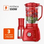 MONDIAL Liquidificador Turbo Power, Vermelho, 550W, 220V - L-99 FR - Imagem 2