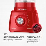 MONDIAL Liquidificador Turbo Power, Vermelho, 550W, 220V - L-99 FR - Imagem 7