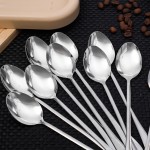 8 peças/conjunto de aço inoxidável, cabo longo, colher de sorvete, sobremesa, expresso, mel, colher de mistura, utensílios de cozinha, acessório de mesa - Imagem 5