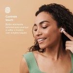 I2GO, Fone de Ouvido, Bluetooth 5.3, TWS, Air Buds GO 2.0, Controle Touch, 40 Horas totais de Bateria, Microfone com ENC, Isolamento Acústico, Branco, i2GO Plus - Imagem 6
