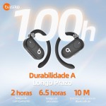 Fones de Ouvido Sem Fio Basike D91, Bluetooth 5.4, Estéreo Hi-Fi, Tela LED, 100h Standby, Leve e Confortável, Ideal para Corrida e Exercícios (Preto) - Imagem 4