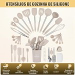 33 Peças Utensílios de Cozinha Antiaderente - Cabo de Aço Inoxidável, Conjunto de Utensílios de Cozinha em Silicone, Kit Utensílios de Cozinha - Imagem 3