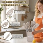 33 Peças Utensílios de Cozinha Antiaderente - Cabo de Aço Inoxidável, Conjunto de Utensílios de Cozinha em Silicone, Kit Utensílios de Cozinha - Imagem 5