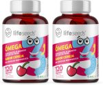 Ômega 3 Mastigável Sabor Cereja Epa Dha - Certificação Internacional MEG-3 – 2 Potes – 240 Cápsulas