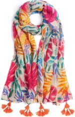Cachecol feminino leve macio floral estampado leopardo cachecol outono inverno moda xale envoltório com franja