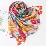 Cachecol feminino leve macio floral estampado leopardo cachecol outono inverno moda xale envoltório com franja - Imagem 4