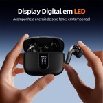 Fone de Ouvido Bluetooth 5.4, 40H de Reprodução, Intra-Auricular Esportivo com Microfone, Display LED, Cancelamento de Ruído, IPX5, True Wireless Estéreo para Android e IOS (Preto) - Imagem 7