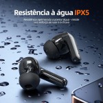 Fone de Ouvido Bluetooth 5.4, 40H de Reprodução, Intra-Auricular Esportivo com Microfone, Display LED, Cancelamento de Ruído, IPX5, True Wireless Estéreo para Android e IOS (Preto) - Imagem 9