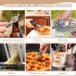 Kit 44 Colher de Silicone Utensilios para Cozinha Cabos de Madeira Resistente ao Calor C/Ralador Para Panelas Antiaderente - Imagem 3