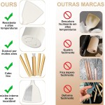 Kit 44 Colher de Silicone Utensilios para Cozinha Cabos de Madeira Resistente ao Calor C/Ralador Para Panelas Antiaderente - Imagem 6