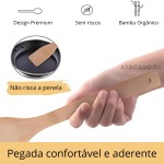 Kit de Utensílios de Cozinha em Bambu, 4 Peças, Espátula Reta, Espátula Arredondada, Garfo e Colher - Imagem 6