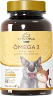 Ômega 3 Pets Para Cães E Gatos 500mg Epa Dha (60 Cápsulas)