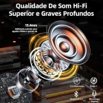 Fone De Ouvido Sem Fio Bluetooth 5.4 Compatível com Todos Celulares Com Microfone Redução de Ruído Wireless Academia Corrida Musicas Graves Potentes Controle Touch Premium - Imagem 6