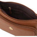 Bolsa Feminina Couro Alça Transversal Mariart Bolso Frontal Zíper Rosalina - Imagem 5