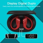 H'MASTON Fone de Ouvido Sem Fio Esportivo Fone BLuetooth 5.3 Tws Cancelamento de Ruído Com Microfone e Led Display Compatível com Sumsung (Clássico-RS-53, Vermelho) - Imagem 3