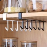 Pacote com 2 suportes brancos de gancho para utensílios de cozinha – Design com vários ganchos para panelas, panelas, utensílios e organização de toalhas - Imagem 3