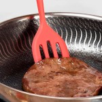 Kit de Utensílios de Cozinha em Silicone 3 Peças Colher Espátula e Espátula Vazada Vermelho Premiun - Imagem 3