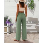 Calça feminina de perna larga casual solta leve com cordão - Imagem 2