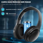 Fone De Ouvido Bluetooth 5.4 Headphone Sem Fio Fone Corrida Academia Com Cancelamento de Ruído On-ear com Microfone HD, Cancelamento de Ruído, Compatível com PC e Smartphone (Preto) - Imagem 3