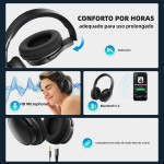 Fone De Ouvido Bluetooth 5.4 Headphone Sem Fio Fone Corrida Academia Com Cancelamento de Ruído On-ear com Microfone HD, Cancelamento de Ruído, Compatível com PC e Smartphone (Preto) - Imagem 5
