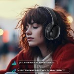 Fone De Ouvido Bluetooth 5.4 Headphone Sem Fio Fone Corrida Academia Com Cancelamento de Ruído On-ear com Microfone HD, Cancelamento de Ruído, Compatível com PC e Smartphone (Preto) - Imagem 6