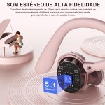 Fones de ouvido sem fio Bluetooth, estéreo de alta fidelidade, tela LED, com microfone com cancelamento de ruído, chamadas nítidas, 50 horas de reprodução, fones de ouvido esportivos (rosa) - Imagem 5