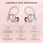 Fones de ouvido sem fio Bluetooth, estéreo de alta fidelidade, tela LED, com microfone com cancelamento de ruído, chamadas nítidas, 50 horas de reprodução, fones de ouvido esportivos (rosa) - Imagem 8