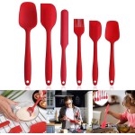 Conjunto de utensílios de cozinha, utensílios de cozinha de silicone, ferramenta de cozinha não pegajosa, para cozinhar em casa, antiaderente para fritar, mexer e servir - 6 peças, vermelho - Imagem 3