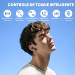 Fone Ouvido Bluetooth, INAVA, IPX5 à Prova D'água e Poeira,com Microfone, Operação por Toque, Bateria Ultralonga de 50 Horas,Fone de Ouvido Esportivo para iOS/Android. (Preto) - Imagem 4