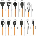 Kit Utensílios de Cozinha 12 Peças de Silicone Cabo de Madeira com Suporte Organizador (Cinza) - Imagem 6
