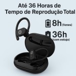 Fone de Ouvido Bluetooth Sem Fio Esportivo, Resistente ao Suor, Confortável e Leve, com Som Estéreo, Microfone Integrado, Ideal para Corrida, Academia, Treinos e Uso Diário - Imagem 5