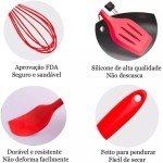 Kit Utensílios de Cozinha em Silicone 5 Peças Resistente ao Calor com Batedor e Espátulas (Preto) - Imagem 4