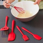 Kit Utensílios de Cozinha em Silicone 5 Peças Resistente ao Calor com Batedor e Espátulas (Preto) - Imagem 5