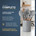 Kit 12 Utensílios de Cozinha em Silicone, Cabo de Madeira, Conjunto para Cozinha (Vermelho) - Imagem 3