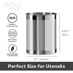 Oggi Suporte de utensílios de aço inoxidável – 12,7 cm de diâmetro, suporte de utensílios, base ponderada para estabilidade – Organizador de utensílios de tamanho maior, aço inoxidável - Imagem 4