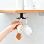 Ganchos de cozinha para pendurar utensílios, rotação de 360° embaixo do armário, suporte de utensílios de pendurar para ferramentas/toalhas/facas (preto - Imagem 4