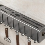 Suporte de Utensílios Para Cozinha em Metal Organizador Multiuso 60cm Porta Talheres Facas 10 Ganchos Rack de Parede - Imagem 5