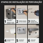 Suporte de Utensílios Para Cozinha em Metal Organizador Multiuso 60cm Porta Talheres Facas 10 Ganchos Rack de Parede - Imagem 6