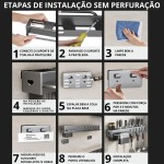 Suporte de Utensílios Para Cozinha em Metal Organizador Multiuso 60cm Porta Talheres Facas 10 Ganchos Rack de Parede - Imagem 7
