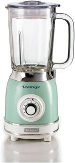 Ariete 583, Liquidificador Vintage Verde, Copo de Vidro 1.5 L, 4 Lâminas de Aço Inoxidável, 4 Velocidades + Pulso, 1000 Wats - 127V