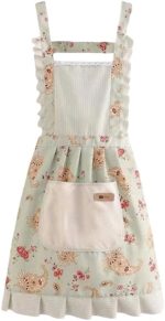 Aventais femininos com bolsos, avental floral fofo, avental de chef de cozinha, adequado para cozinha etc