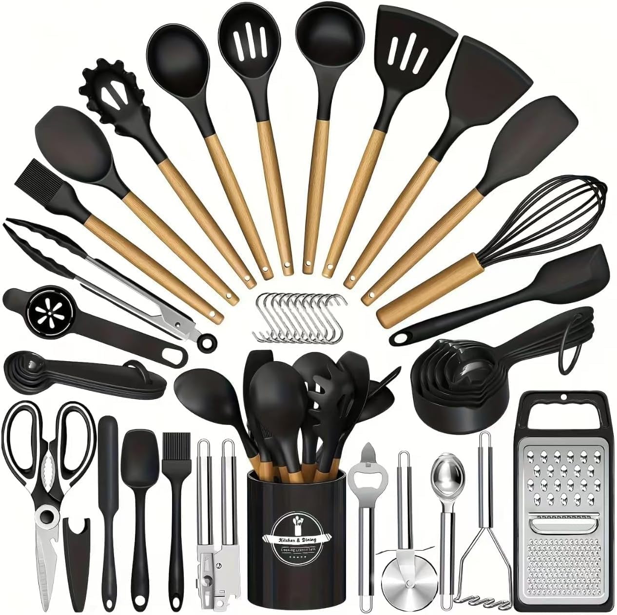 BEMMY-Kit-44-Conjunto-de-Utensilios-de-Utensilios-para-Cozinha.jpg BEMMY Kit 44 Conjunto de Utensílios de Utensílios para Cozinha Panelas Antiaderentes com Cabos de Madeira