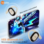 Basike Fone de Ouvido Bluetooth 5.4 Open Ear Sem Fio - OWS/TWS Áudio Hi-Fi Estéreo, 120h em Standby, Display LED, Toque Inteligente, Conforto para Uso Diário, Trabalho e Lazer – Bege Claro - Imagem 2