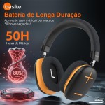 Basike Fones De Ouvido Sem Fio, Headphone Bluetooth on-ear com Microfone, Até 50 Horas de Música, HQ182B (Laranja Preto) - Imagem 2