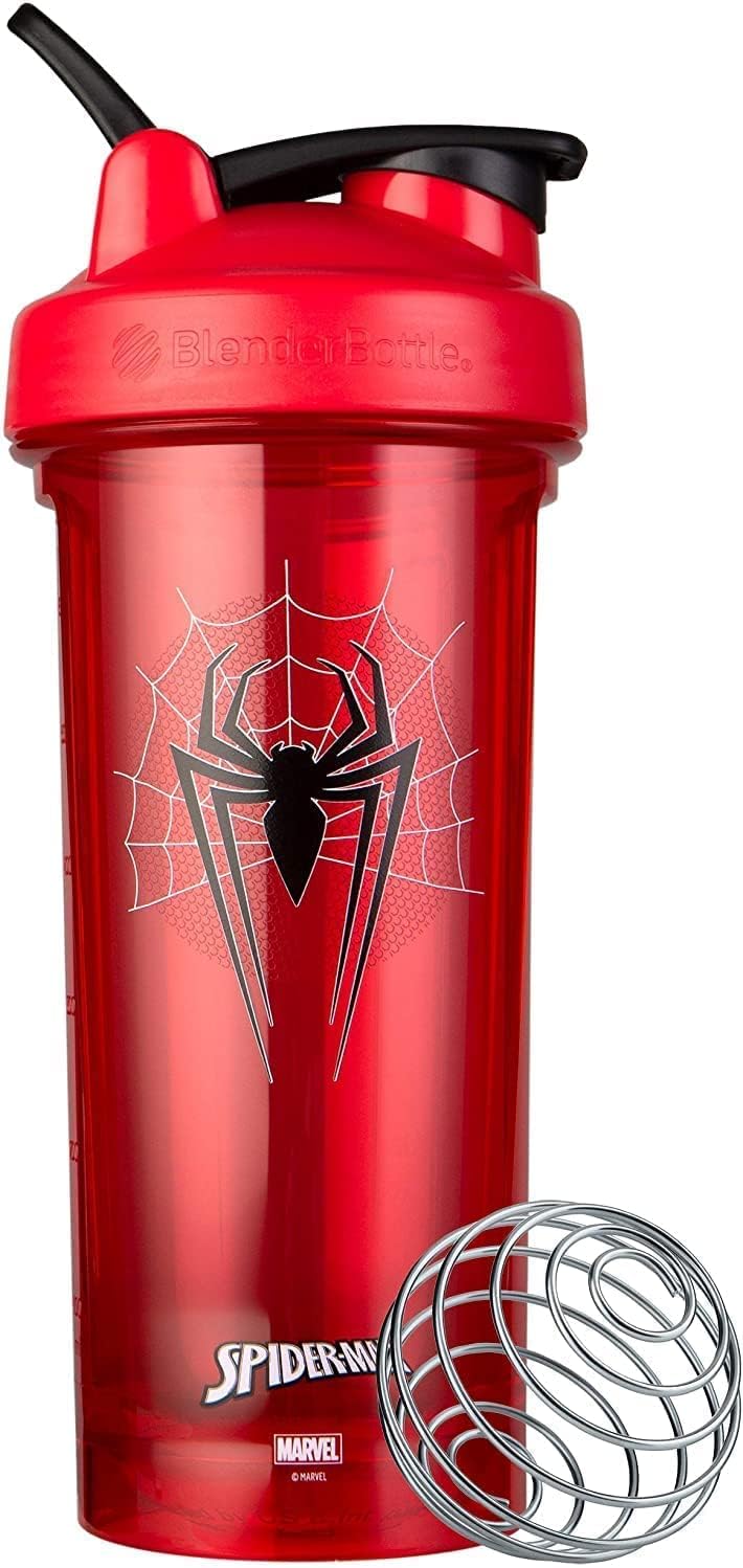 BlenderBottle-Coqueteleira-Marvel-Pro-Series-perfeita-para-shakes-de-proteina.jpg BlenderBottle Coqueteleira Marvel Pro Series perfeita para shakes de proteína e pré-treino, 800 ml, teia do Homem-Aranha