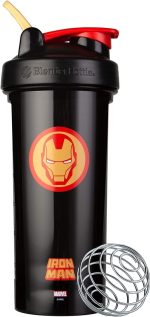 BlenderBottle Marvel Shaker Bottle Pro Series Perfeito para Shakes de Proteína e Pré-Treino, 800 ml, Cabeça Homem de Ferro