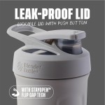 BlenderBottle Strada Garrafa de água de aço inoxidável isolada com batedor de arame, 700 ml, cinza - Imagem 2
